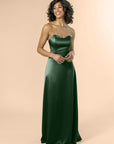 Strapless-Aline-Satin-ForestGreen
