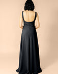 Vneck-Aline-Chiffon-Black