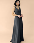 Vneck-Aline-Chiffon-Black