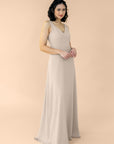 Vneck-Aline-Chiffon-Champagne