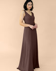 Vneck-Aline-Chiffon-Chocolate