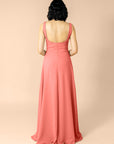 Vneck-Aline-Chiffon-Coral