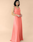 Vneck-Aline-Chiffon-Coral