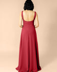 Vneck-Aline-Chiffon-Crimson