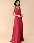 Vneck-Aline-Chiffon-Crimson