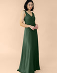 Vneck-Aline-Chiffon-ForestGreen