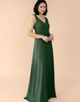 Vneck-Aline-Chiffon-ForestGreen