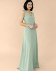 Vneck-Aline-Chiffon-Sage