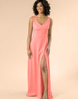 Vneck-Aline-Crepe-Coral