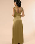 Vneck-Aline-Satin-Bronze