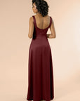Vneck-Aline-Satin-Burgundy