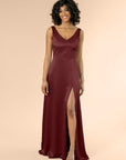 Vneck-Aline-Satin-Burgundy