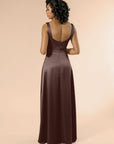 Vneck-Aline-Satin-Chocolate