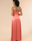 Vneck-Aline-Satin-Coral
