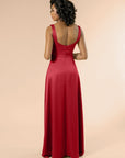 Vneck-Aline-Satin-Crimson