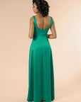 Vneck-Aline-Satin-Emerald