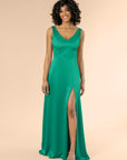 Vneck-Aline-Satin-Emerald