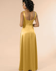 Vneck-Aline-Satin-Gold