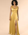 Vneck-Aline-Satin-Gold
