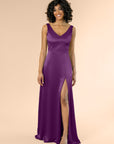 Vneck-Aline-Satin-Plum