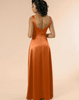 Vneck-Aline-Satin-Terracotta
