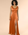 Vneck-Aline-Satin-Terracotta
