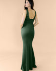 Vneck-Bell-Crepe-ForestGreen