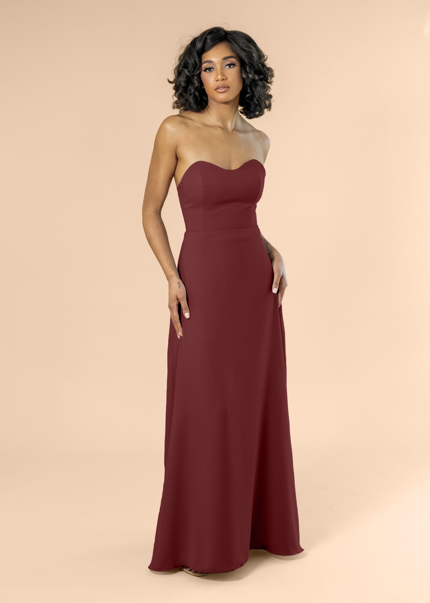 Strapless-Aline-Chiffon-Burgundy