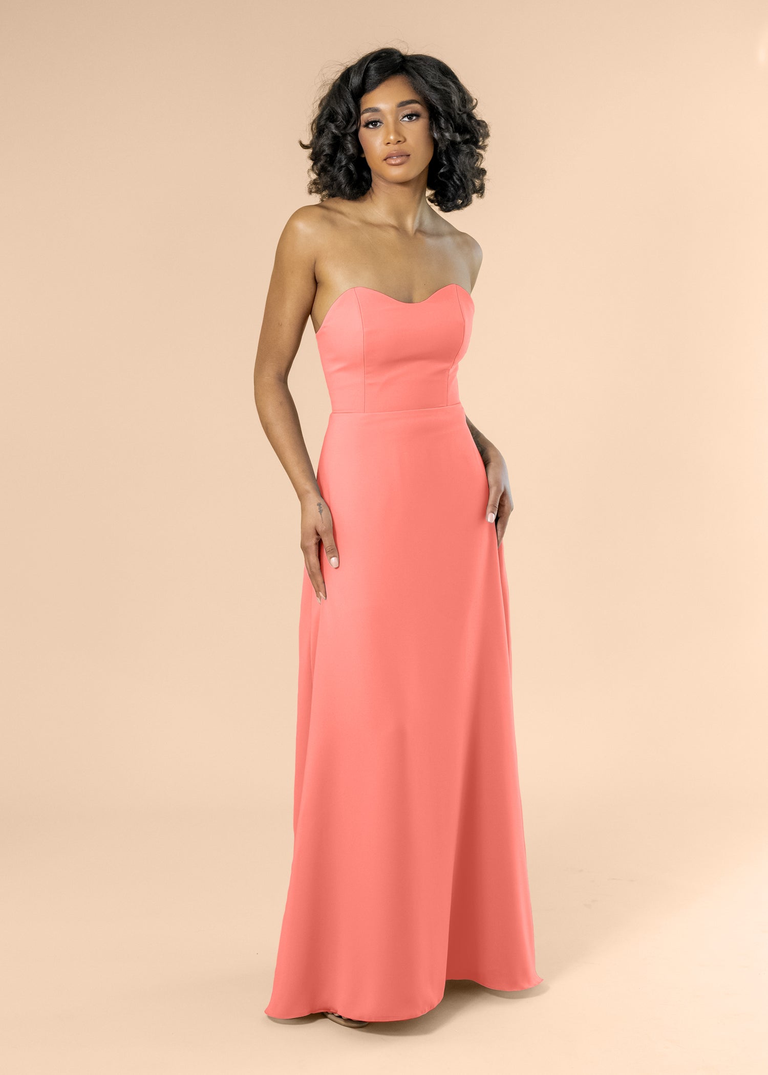 Strapless-Aline-Chiffon-Coral