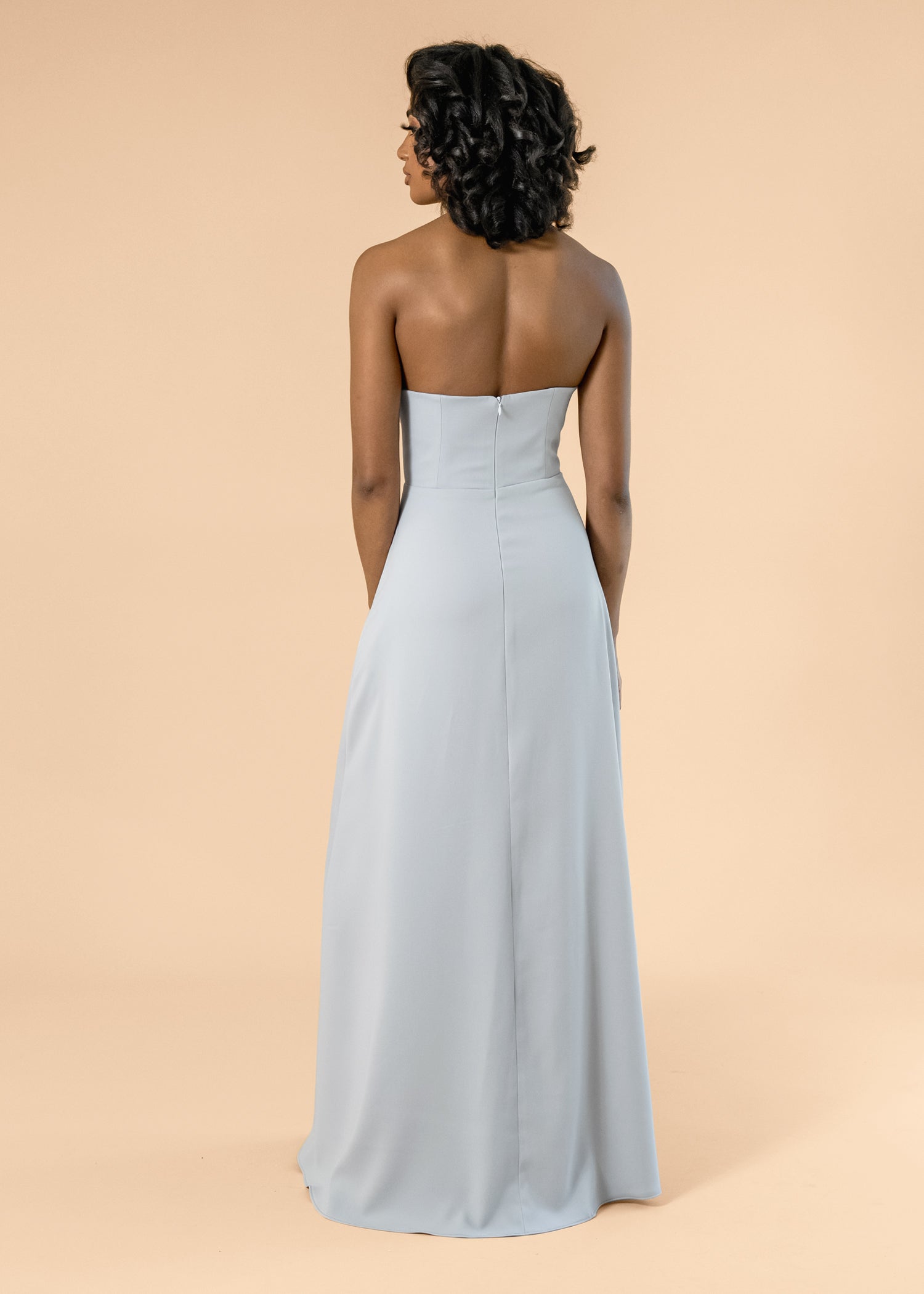 Strapless-Aline-Crepe-Silver