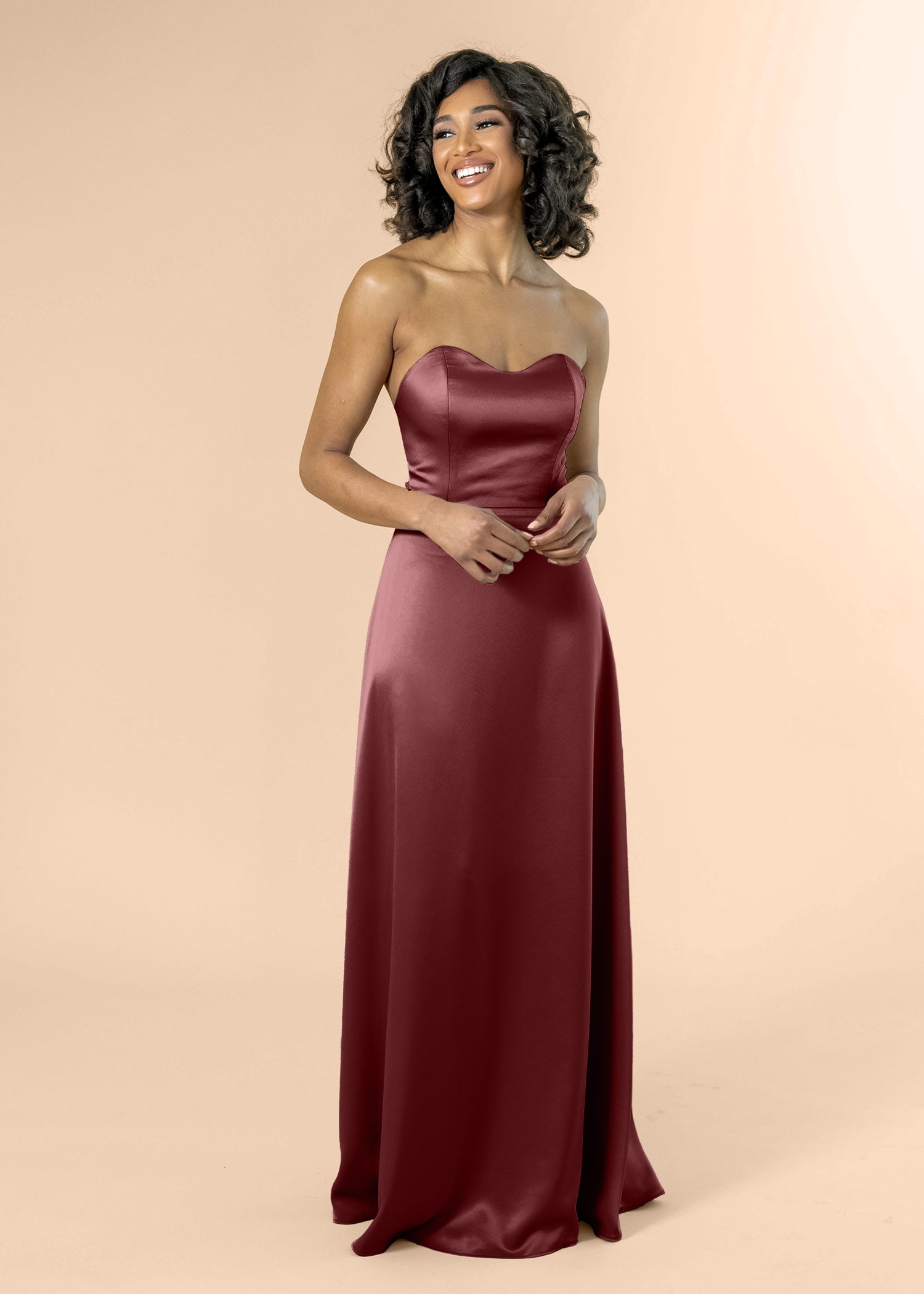 Strapless-Aline-Satin-Burgundy