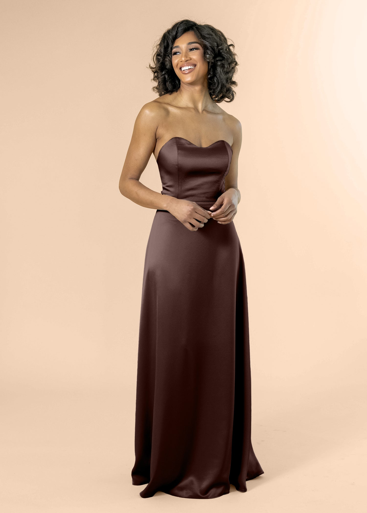 Strapless-Aline-Satin-Chocolate