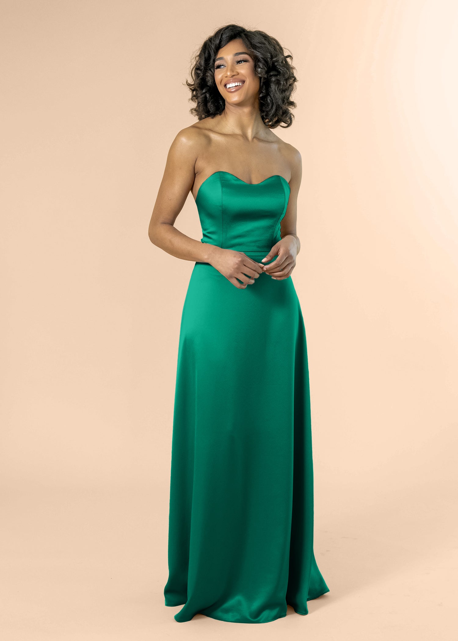 Strapless-Aline-Satin-Emerald
