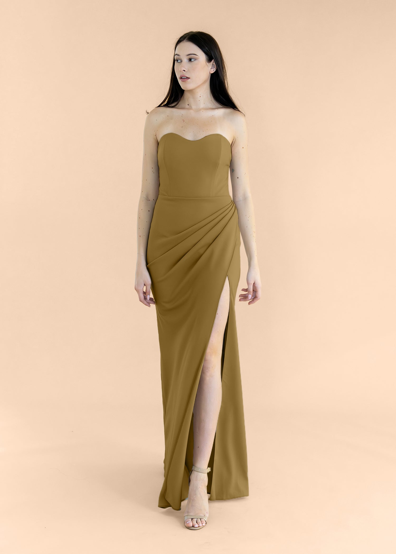 Strapless-Draped-Crepe-Bronze