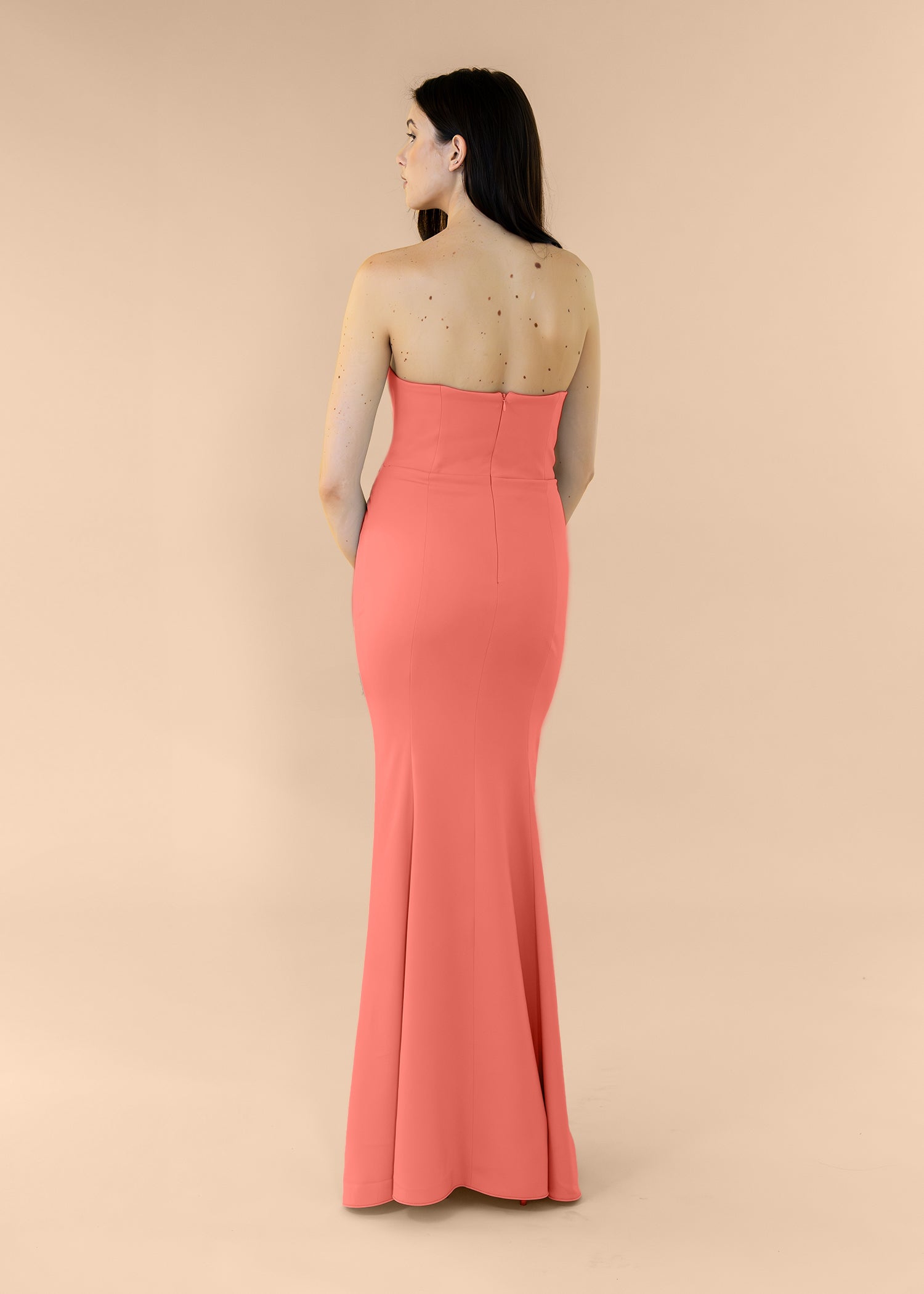 Strapless-Draped-Crepe-Coral