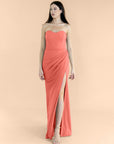 Strapless-Draped-Crepe-Coral
