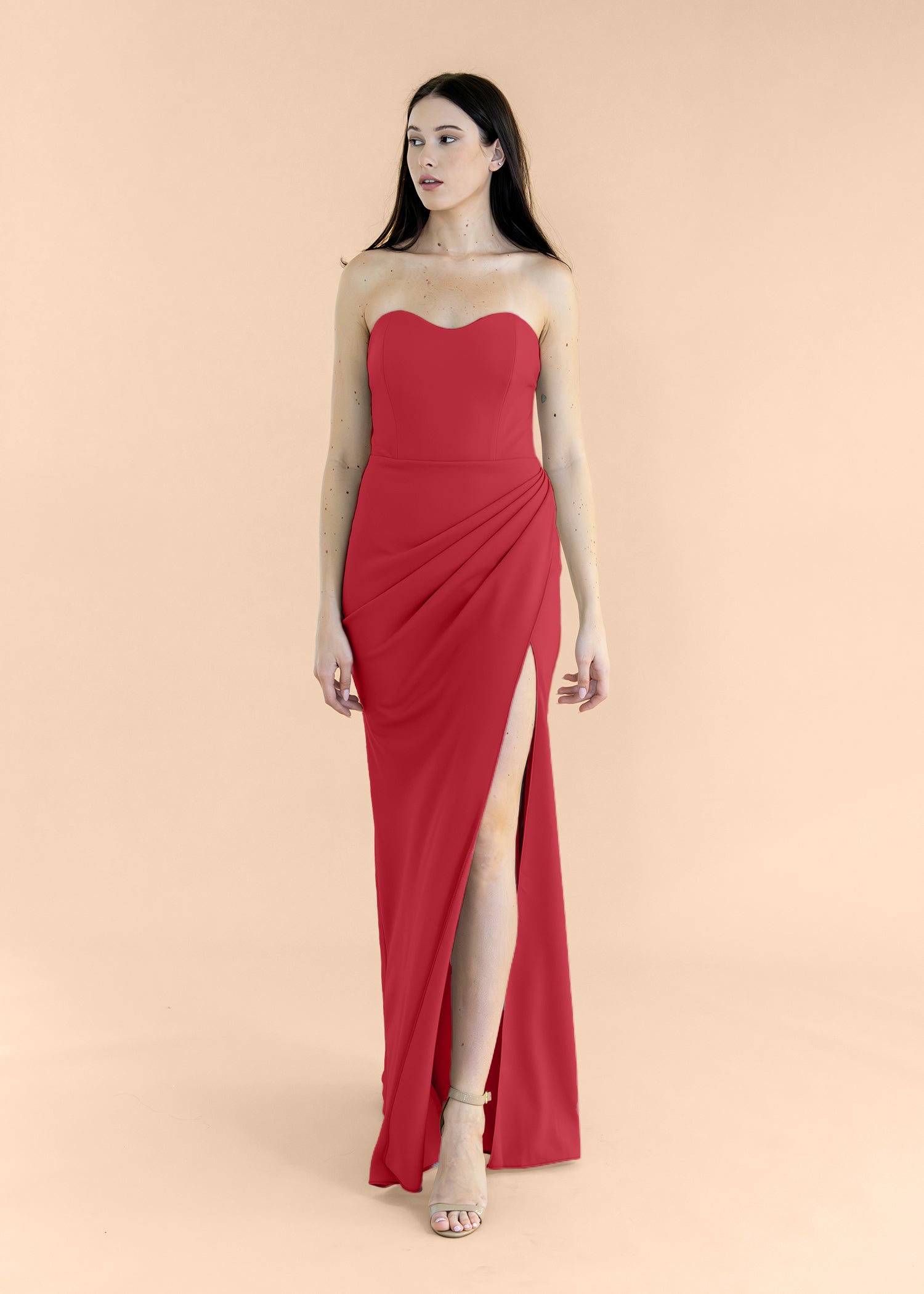 Strapless-Draped-Crepe-Crimson
