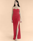 Strapless-Draped-Crepe-Crimson