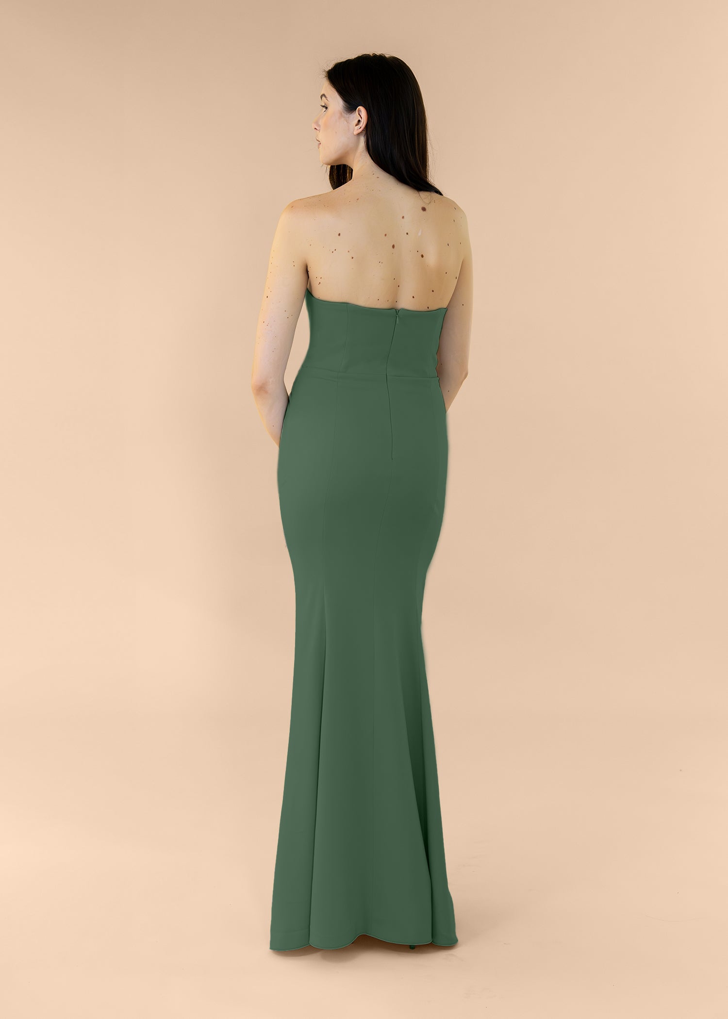 Strapless-Draped-Crepe-ForestGreen