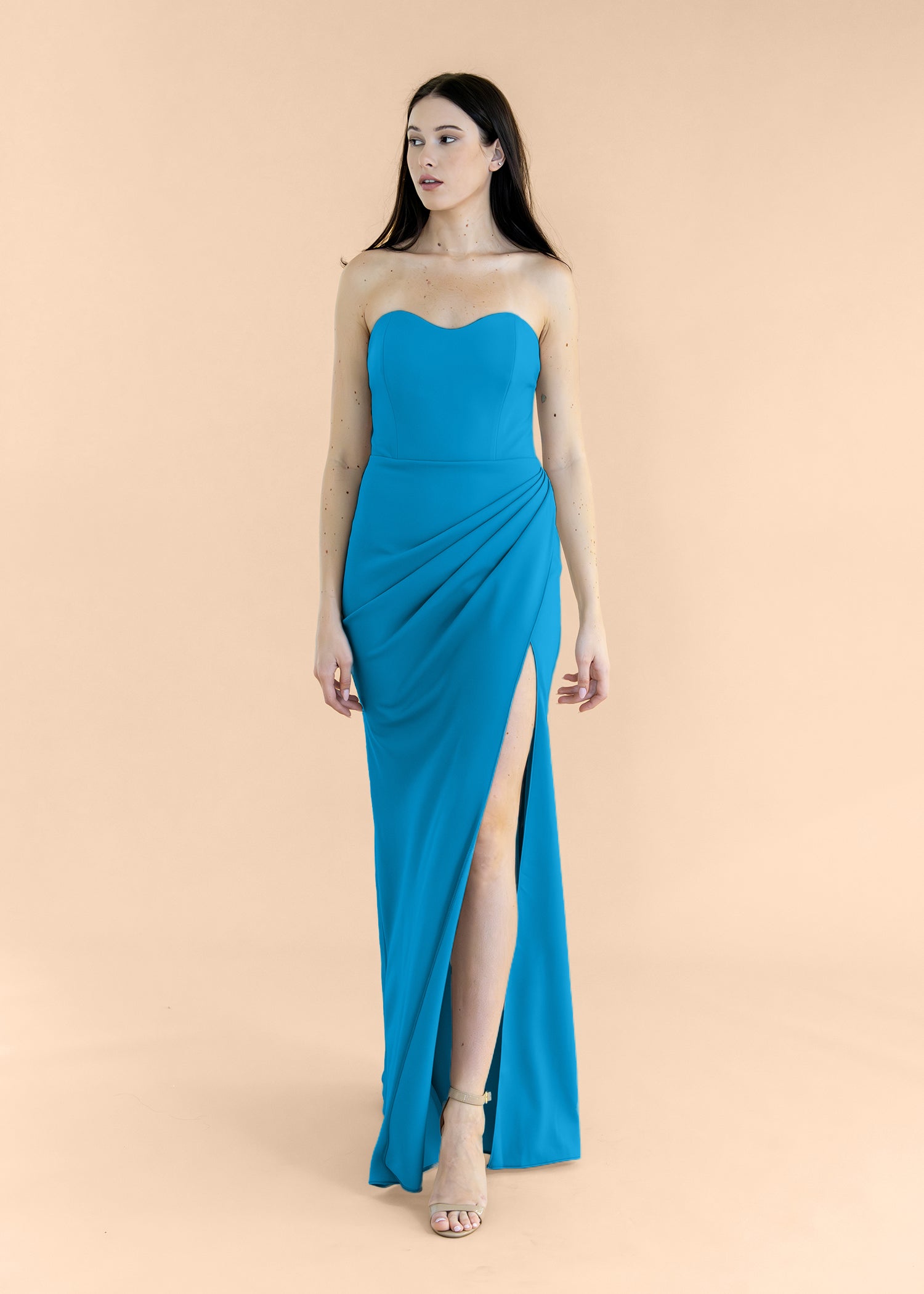 Strapless-Draped-Crepe-Sapphire