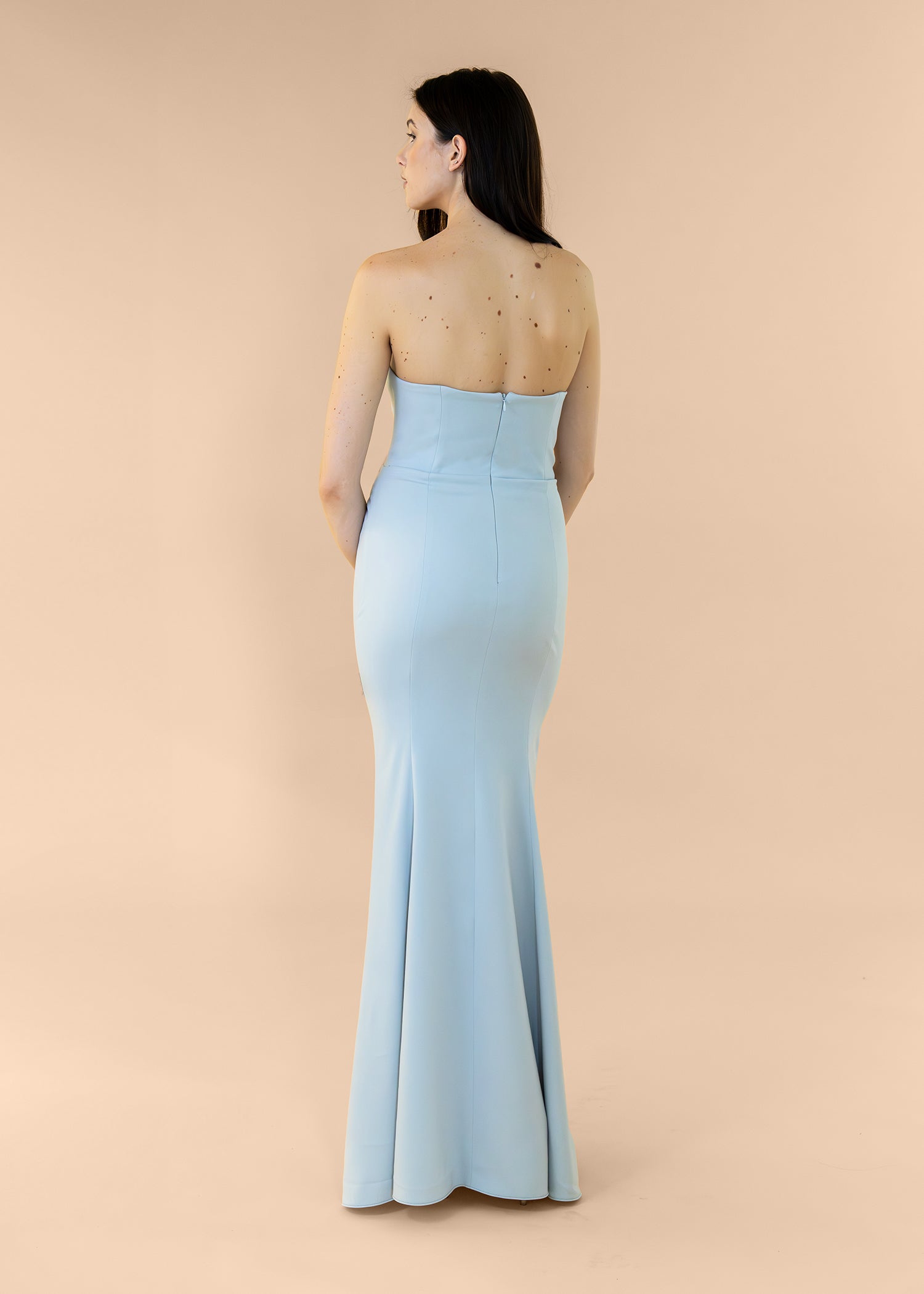 Strapless-Draped-Crepe-Silver
