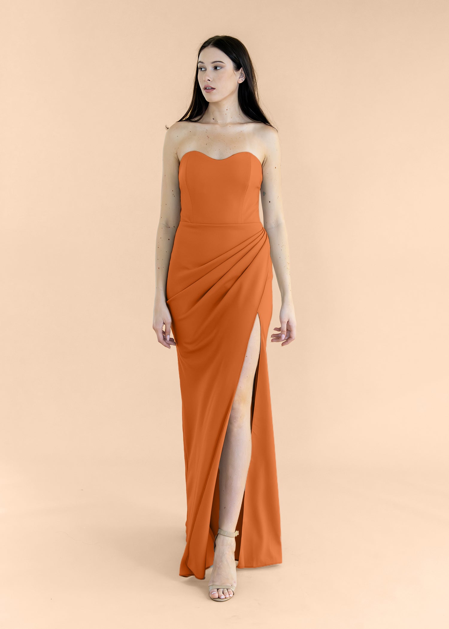 Strapless-Draped-Crepe-Terracotta