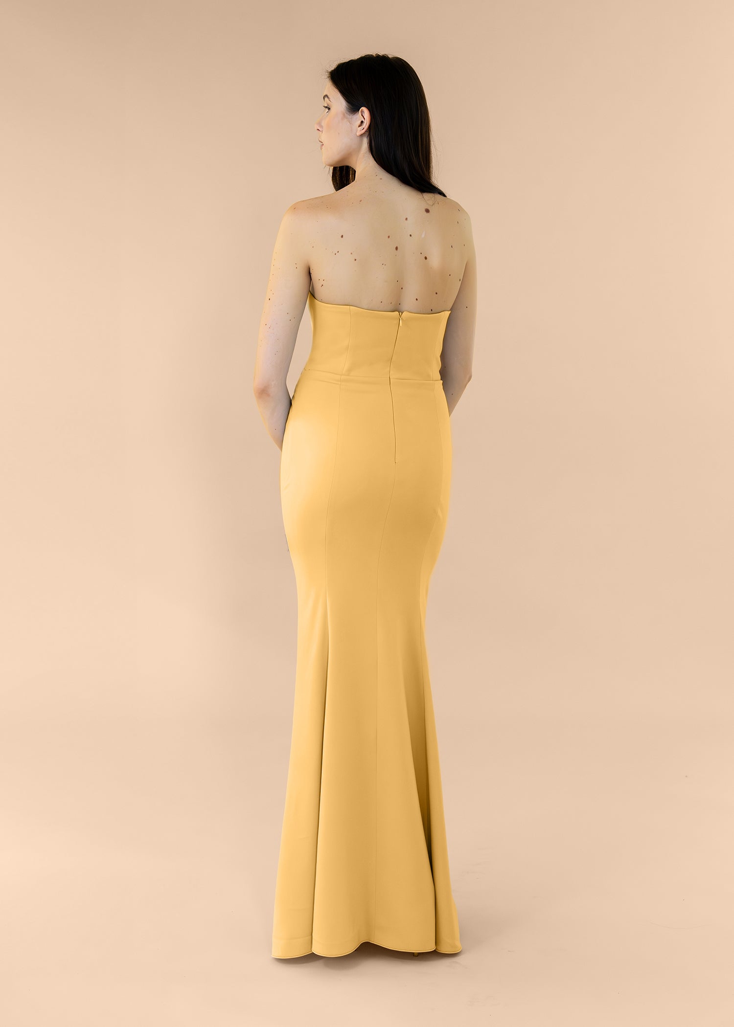 Strapless-Draped-Crepe-Yellow