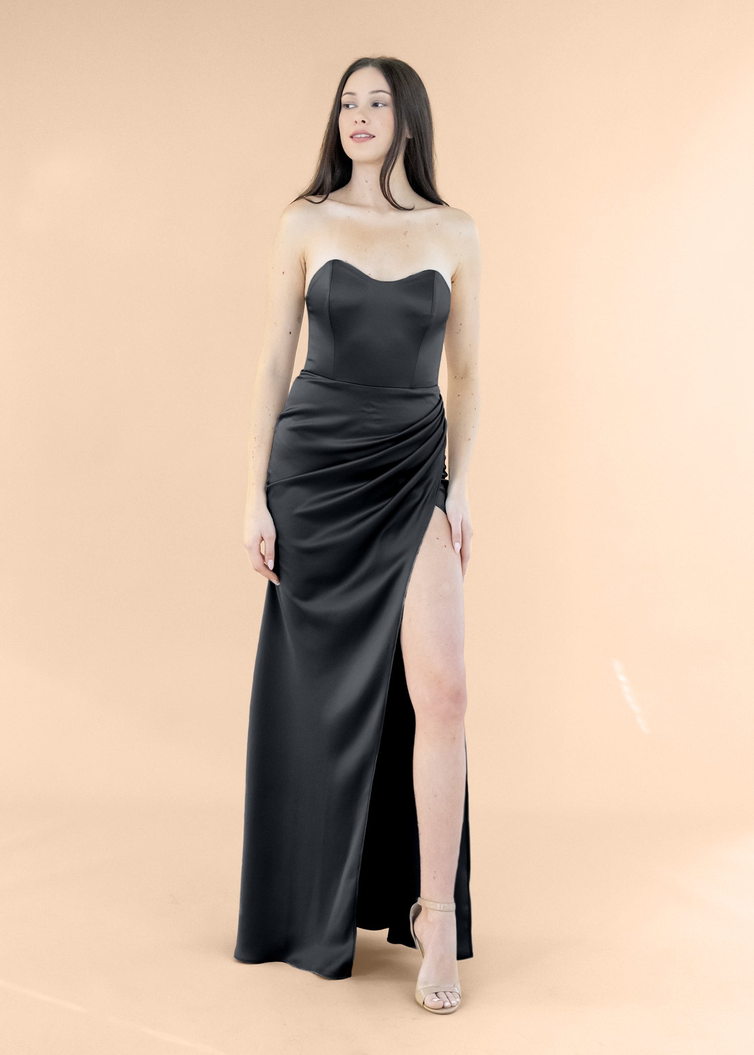 Strapless-Draped-Satin-Black