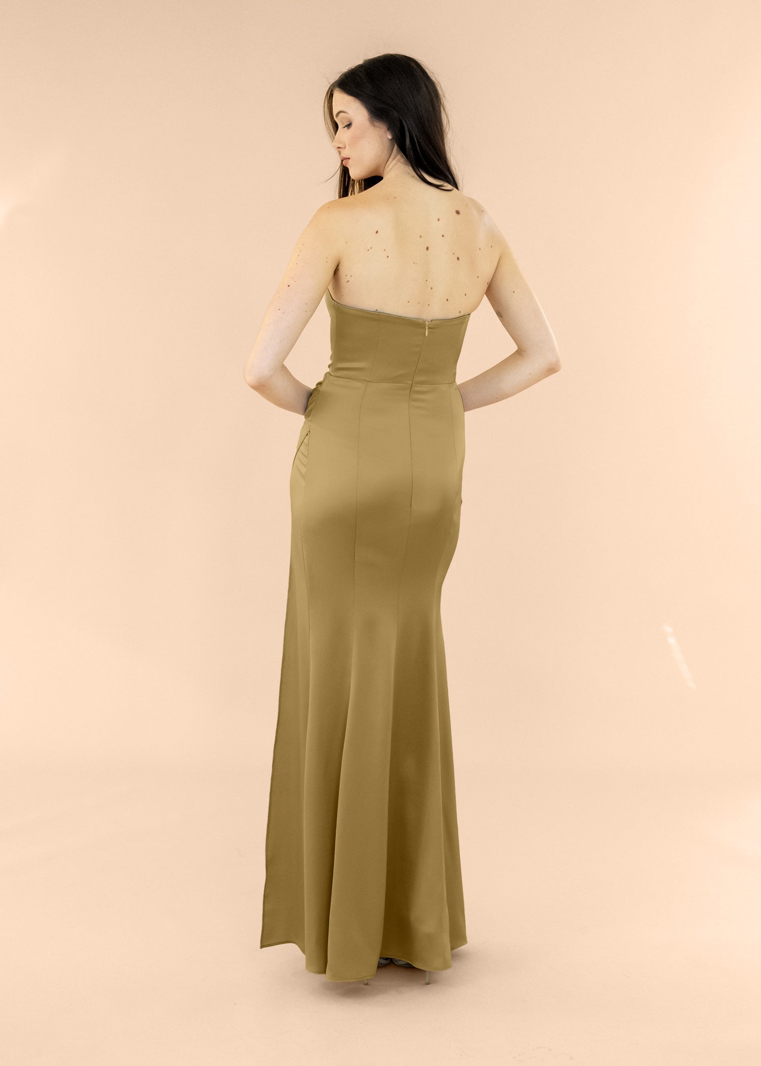 Strapless-Draped-Satin-Bronze