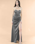 Strapless-Draped-Satin-Charcoal