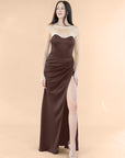 Strapless-Draped-Satin-Chocolate