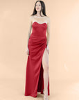 Strapless-Draped-Satin-Crimson