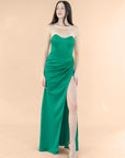 Strapless-Draped-Satin-Emerald
