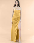 Strapless-Draped-Satin-Gold